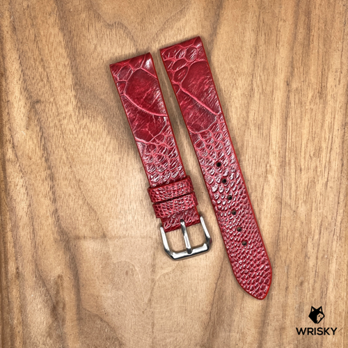 #1092 18/16mm Red Ostrich Leg Leather Watch Strap