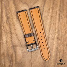Load image into Gallery viewer, #1272 (Quick Release Spring Bar) 20/18mm Dark Brown Crocodile Belly Leather Watch Strap with Dark Brown Stitches