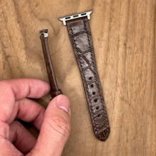 Load image into Gallery viewer, #1263 (Suitable for Apple Watch) Brown Crocodile Belly Leather Watch with Brown Stitches