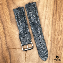 Load image into Gallery viewer, #891 23/20mm Gunmetal Grey Crocodile Hornback Leather Watch Strap with Grey Stitches