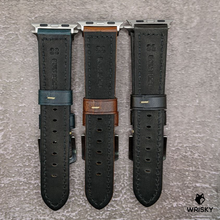 Load image into Gallery viewer, Apple Watch Italian Oil Waxed Leather Strap in Black
