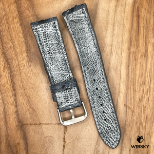 #891 23/20mm Gunmetal Grey Crocodile Hornback Leather Watch Strap with Grey Stitches