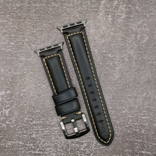 Load image into Gallery viewer, Apple Watch Italian Oil Waxed Leather Strap in Black