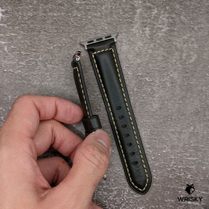 Apple Watch Italian Oil Waxed Leather Strap in Black
