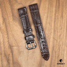 Load image into Gallery viewer, #1015 17/16mm Dark Brown Crocodile Belly Leather Watch Strap with Dark Brown Stitches