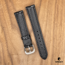 Load image into Gallery viewer, #1072 (Quick Release Spring Bar) 19/16mm Black Crocodile Belly Leather Watch Strap with Black Stitches