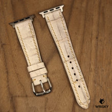 Load image into Gallery viewer, #1233 (Suitable for Apple Watch) Himalayan Crocodile Belly Leather Watch Strap with Cream Stitches
