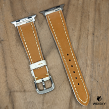 Load image into Gallery viewer, #1233 (Suitable for Apple Watch) Himalayan Crocodile Belly Leather Watch Strap with Cream Stitches