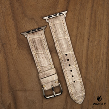 Load image into Gallery viewer, #1167 (Suitable for Apple Watch) Himalayan Crocodile Belly Leather Watch Strap with Cream Stitches