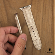 Load image into Gallery viewer, #1167 (Suitable for Apple Watch) Himalayan Crocodile Belly Leather Watch Strap with Cream Stitches