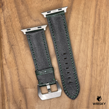 Load image into Gallery viewer, #1086 (Suitable for Apple Watch) Dark Green Crocodile Belly Leather Watch Strap with Green Stitches