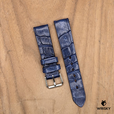#1168 17/16mm Blue Crocodile Belly Leather Watch Strap