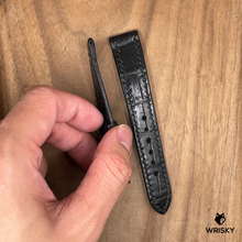 Load image into Gallery viewer, #1090 18/16mm Black Crocodile Belly Leather Watch Strap with Black Stitches