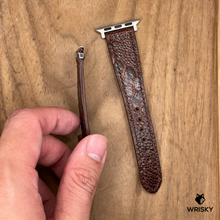 Load image into Gallery viewer, #1260 (Suitable for Apple Watch) Brown Ostrich Leg Leather Watch Strap with Brown Stitches