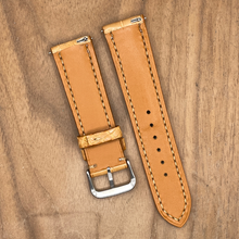 Load image into Gallery viewer, #1141 (Quick Release Springbar) 22/20mm Sand Brown Crocodile Belly Leather Watch Strap with Brown Stitches
