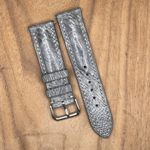 Load image into Gallery viewer, #1133 (Quick Release Springbar) 22/20mm Grey Ostrich Leg Leather Watch Strap with Grey Stitches
