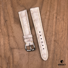 Load image into Gallery viewer, #1271 (Quick Release Spring Bar) 19/16mm Himalayan Crocodile Belly Leather Watch Strap with Cream Stitches
