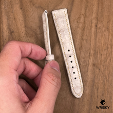 Load image into Gallery viewer, #1271 (Quick Release Spring Bar) 19/16mm Himalayan Crocodile Belly Leather Watch Strap with Cream Stitches