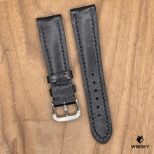 Load image into Gallery viewer, #1119 21/18mm Black Crocodile Belly Leather Watch Strap with Black Stitches