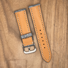 Load image into Gallery viewer, #1133 (Quick Release Springbar) 22/20mm Grey Ostrich Leg Leather Watch Strap with Grey Stitches