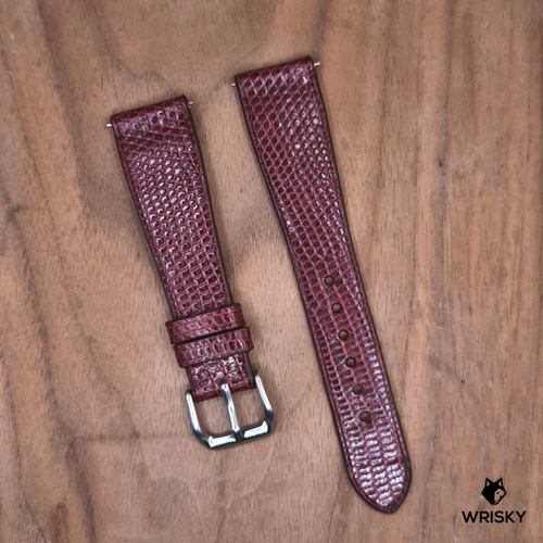 #1192 (Quick Release Springbar) 20/16mm Wine Red Lizard Leather Watch Strap