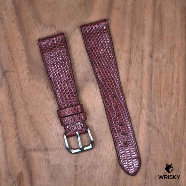 #1192 (Quick Release Springbar) 20/16mm Wine Red Lizard Leather Watch Strap