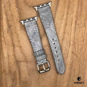 #1262 (Suitable for Apple Watch) Grey Ostrich Leg Leather Watch Strap with Grey Stitches