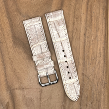Load image into Gallery viewer, #1139 (Quick Release Springbar) 22/20mm Himalayan Crocodile Belly Leather Watch Strap with Cream Stitches