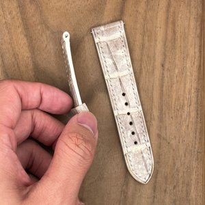 #1139 (Quick Release Springbar) 22/20mm Himalayan Crocodile Belly Leather Watch Strap with Cream Stitches