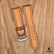Load image into Gallery viewer, #1116 (Quick Release Springbar) 21/18mm Brown Ostrich Leg Leather Watch Strap with Brown Stitches