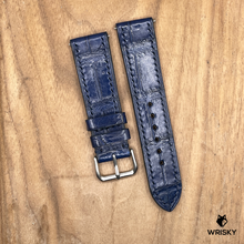 Load image into Gallery viewer, #1134 (Quick Release Springbar) 22/20mm Blue Crocodile Belly Leather Watch Strap with Blue Stitches