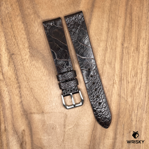 #1095 18/16mm Dark Brown Ostrich Leg Leather Watch Strap