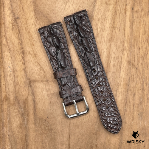 #1234 (Quick Release Springbar) 22/18mm Brown Hornback (Leg) Crocodile Leather Watch Strap