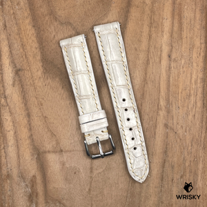 #1174 (Quick Release Springbar) 18/16mm Himalayan Crocodile Belly Leather Watch Strap with Cream Stitches