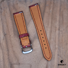 Load image into Gallery viewer, #1208 (Quick Release Springbar) 20/16mm Wine Red Crocodile Belly Leather Watch Strap with Red Stitches
