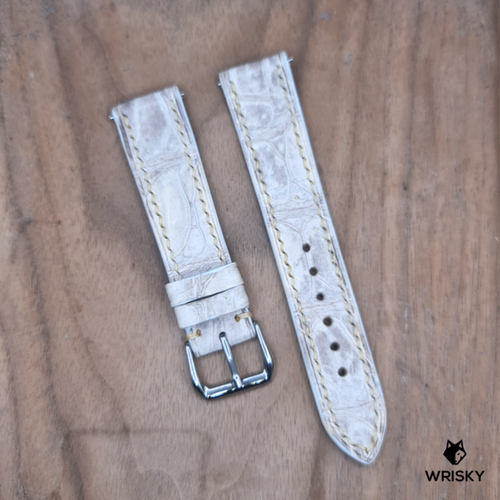 #1206 (Quick Release Spring Bar) 20/18mm Himalayan Crocodile Belly Leather Watch Strap with Cream Stitches