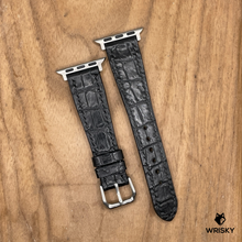 Load image into Gallery viewer, #1264 (Suitable for Apple Watch) Black Crocodile Belly Leather Watch Strap with Black Stitches