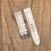 Load image into Gallery viewer, #1138 (Quick Release Springbar) 22/20mm Himalayan Crocodile Belly Leather Watch Strap with Cream Stitches
