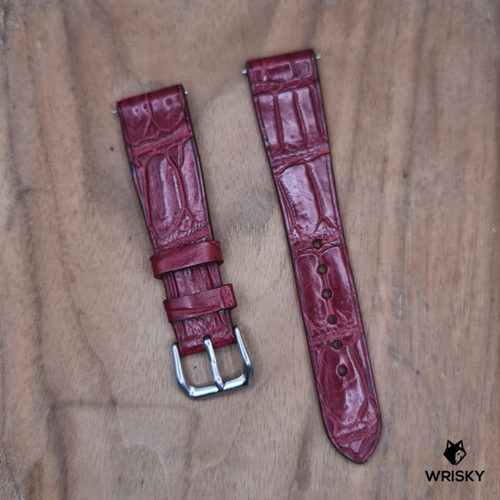 #1210 (Quick Release Springbar) 20/16mm Wine Red Crocodile Belly Leather Watch Strap