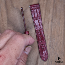 Load image into Gallery viewer, #1210 (Quick Release Springbar) 20/16mm Wine Red Crocodile Belly Leather Watch Strap