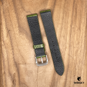 #1093 18/16mm Olive Green Crocodile Belly Leather Watch Strap