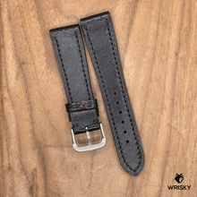 Load image into Gallery viewer, #1120 21/18mm Black Crocodile Belly Leather Watch Strap with Black Stitches
