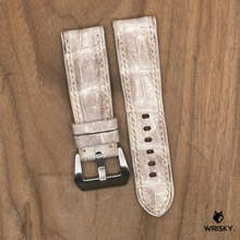 Load image into Gallery viewer, #1126 24/22mm Himalayan Crocodile Belly Leather Watch Strap with Cream Stitches