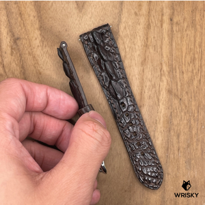 #1234 (Quick Release Springbar) 22/18mm Brown Hornback (Leg) Crocodile Leather Watch Strap