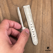 Load image into Gallery viewer, #1174 (Quick Release Springbar) 18/16mm Himalayan Crocodile Belly Leather Watch Strap with Cream Stitches