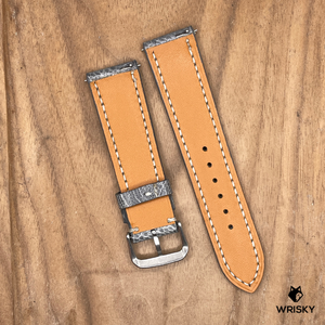 #1135 (Quick Release Springbar) 22/20mm Grey Ostrich Leg Leather Watch Strap with Grey Stitches