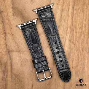 #1245 (Suitable for Apple Watch) Black Crocodile Belly Leather Watch Strap