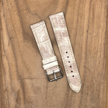 Load image into Gallery viewer, #1142 (Quick Release Springbar) 20/18mm Himalayan Crocodile Belly Leather Watch Strap with Cream Stitches