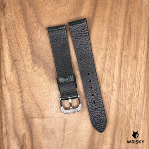 #1097 18/16mm Dark Green Crocodile Belly Leather Watch Strap