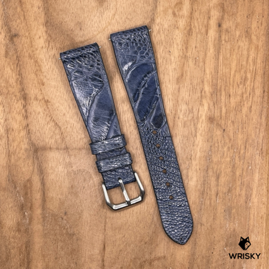 #1278 (Quick Release Spring Bar) 20/16mm Deep Sea Blue Ostrich Leg Leather Watch Strap
